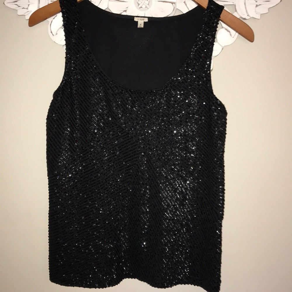 J Crew charcoal gray sequin embellished Top